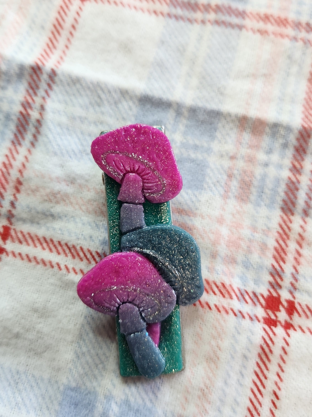 Glitter Mushroom Hair Clip for Kids - Pink & Blue